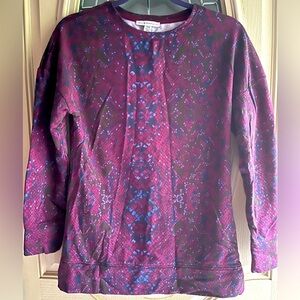 Isaac Mizrahi snake print lightweight sweatshirt, XXS, color plum multi.